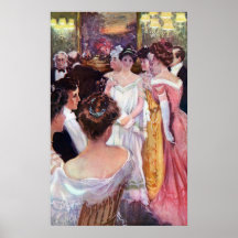 Ladies in Gowns at Dinner Party Posters