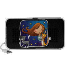 Lady and 2 cats mp3 speakers