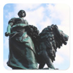 Lady and lion statues stickers
