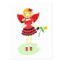 Lady Bug Fairy Post Card