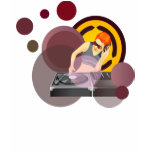 Lady DJ Spinning Vinyl On Decks Retro Grunge t-shirts