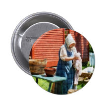 Lady Doing Laundry Pinback Button