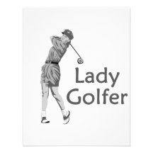 Lady Golfer Grey Logo Personalized Invites