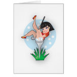 Lady in a Golf Tee Greeting Cards