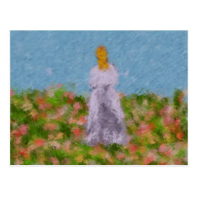 Lady in a Summer Field Postcard