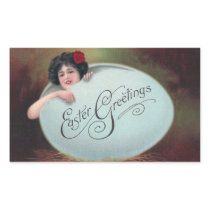 Lady in Big Blue Easter Egg Stickers