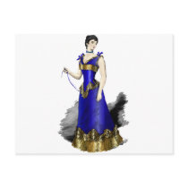 Lady in Blue Gold Corset Gown Postcard