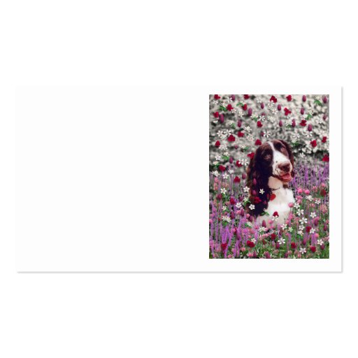 Lady in Flowers - Brittany Spaniel Dog Business Card Template