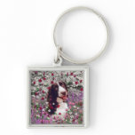 Lady in Flowers - Brittany Spaniel keychains