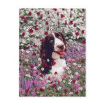 Lady in Flowers - Brittany Spaniel postcards