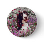 Lady in Flowers Button - Brittany Spaniel