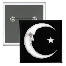Lady in the Moon Pinback Buttons