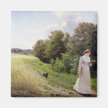 Lady in White Reading Refrigerator Magnets