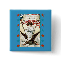 Lady Liberty with Eagle and Stars Tshirt Buttons