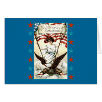 Lady Liberty with Eagle and Stars Tshirt Greeting Cards