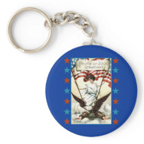 Lady Liberty with Eagle and Stars Tshirt Key Chain