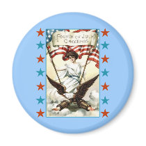 Lady Liberty with Eagle and Stars Tshirt Refrigerator Magnets