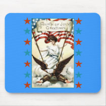 Lady Liberty with Eagle and Stars Tshirt Mousemats