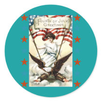 Lady Liberty with Eagle and Stars Tshirt Sticker