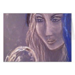 Lady looking into crystal ball card