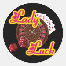 LADY LUCK ROUND STICKER