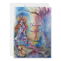 LADY OF LAKE , vibrant blue pink metallic silver Personalized Announcement