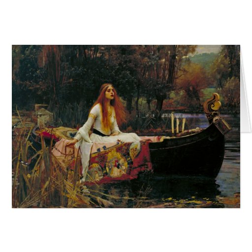 Lady of Shalott with Flowing Hair Greeting Cards