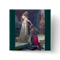 Lady queen knighting knight antique painting