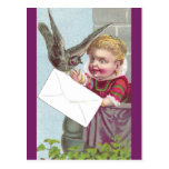 Lady Receives Mail Via Pigeon Postcard