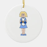 Lady with a Hot Dish of Food. In Blue. ornaments