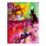 LADY WITH BLACK CAT POSTCARD