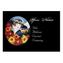 Lady with Chrysanthemum Flowers Business Cards