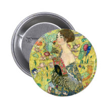Lady with Fan - Gustav Klimt Pinback Buttons