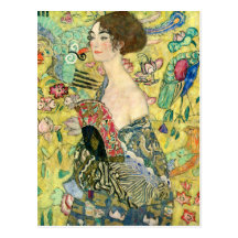 Lady with Fan - Gustav Klimt Post Cards