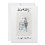 Lady With Pram Baby Shower Invitation