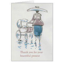Lady with Pram Thank You Card