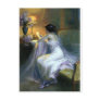 lady woman reading letter antique painting art postcard