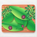 Ladybirds and leaves mousepad