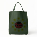 Ladybug and Daisies Grocery Tote bags