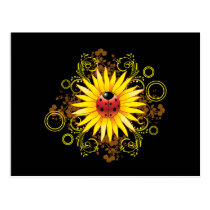Ladybug and Sunflower Postcard postcards