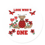 Ladybug Bear First Birthday Stickers
