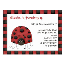 Ladybug • Birthday Invitation Postcard
