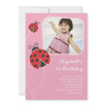 Ladybug Birthday Invitations Pink Photo Card
