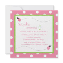 Ladybug Birthday Square Invitation