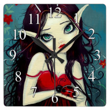 Ladybug Fairy Fantasy Art Wall Clock