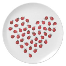Ladybug Love Heart Dinner Plate