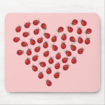 Ladybug Love Heart Mouse Pad