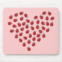 Ladybug Love Heart Mouse Pad
