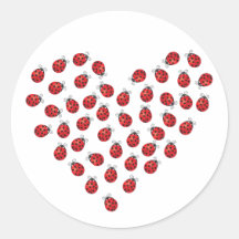 Ladybug Love Heart Stickers