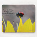 Ladybug on Sunflower Petal Mousepads